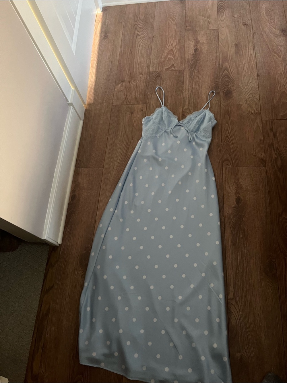 Thirty-Thirty Long Blue Polka Dot Dress